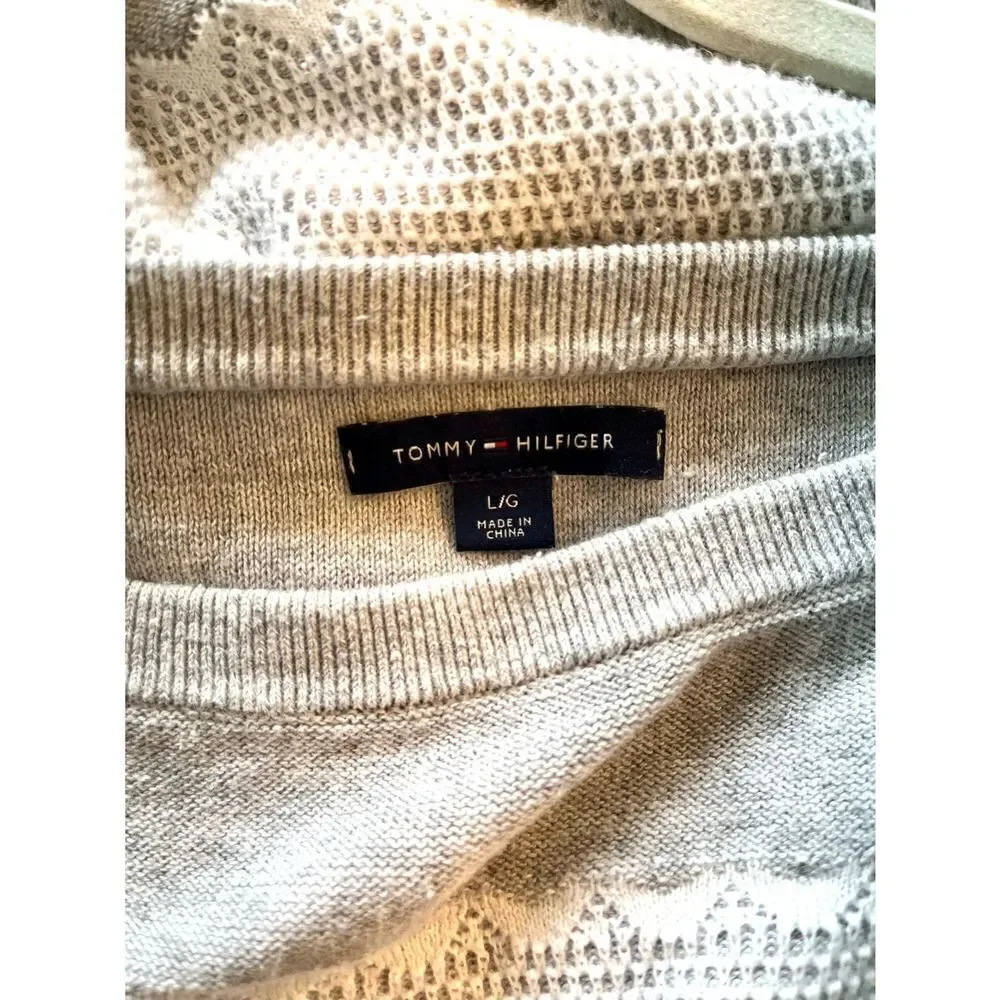 Tommy Hilfiger size L gray and white lace sweater
